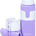 Nefeeko Collapsible Water Bottle, BPA Free 26oz Foldable Water Bottle for Travel Sports, Leak-Proof Spill-Proof Portable Water Bottles with Carabiner, Lightweight (Purple)
