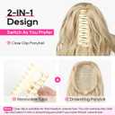 REECHO Ponytail Extension, 18" Claw Clip Ponytail Extension Wavy Ponytails Hair Extensions Jaw Clip on Pony Tails Natural Synthetic Hairpiece for Women Daily, Medium Blonde with Blonde Highlights