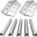 Utheer Grill Replacement Parts for Weber Genesis 300 Series, 17.5" Flavorizer Bars & Heat Deflectors Set (5 Bars + 2 Shields), Heavy-Duty Steel Burner Covers, Fits E310 E320 E330 S310 S320 S330