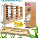 Bamboo Tumbler Lid Organizer  Space Saving Multi-Tier Storage Rack with Straw Holder and Gasket Drawer  Vertical Cup Lid Organizer for Cabinet, Kitchen Countertop - Triple