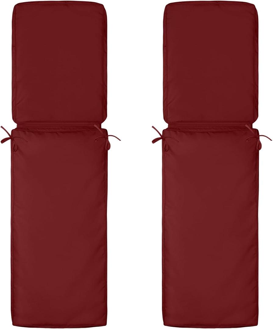 2 Pcs Outdoor Chaise Lounge Cushion Covers, 72 x 21 x 3 Inch Chair Cushion Replacement Cover, Waterproof Chaise Cushion No-Slip Covers with Zipper Ties (Not Includes Cushions)