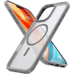 TORRAS for iPhone 16 Pro Case Translucent Matte Back/Natural Titanium Gray Edge | Compatible with MagSafe, Military Grade Drop Protection, Stronger Magnetic, Shockproof Airbag, Color Button, Slim