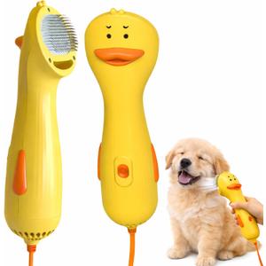 Pet Hair Dryer - Quiet Dog Blower Grooming Dryer  2-in-1 Dog Dryer for Pet Grooming with Replaceable Slicker Brush, Compact Lightweight ABS Dogs Blower, Low Noise for Cats, Puppies & Dogs