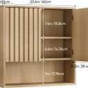 Smart FENDEE Bathroom Wall Storage Cabinet with Fluted Doors, Medicine Cabinet with Adjustable Shelf, Over The Toilet Storage Cabinet for Laundry Room & Kitchen & Living Room, Natural Oak