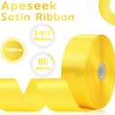 2 x 60 Yards Yellow Satin Ribbon 1-1/2 Inch, Solid Polyester Fabric Ribbon for Gift Wrapping, Crafts, Flower Bouquet, Wedding, Festival, Christmas, Halloween