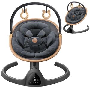 Baby Swings for Infants, Fasonbaby Bluetooth Infant Swing with Music Speaker with 3 Seat Positions, 5 Speeds and Remote Control - Portable Baby Swing for Indoor and Outdoor (Black)