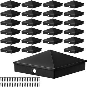 Dunzy Post Caps Aluminum Pyramid Fence Deck Post Caps Cover for Nominal Sleeve with Screws for Outdoor Mailbox Dock Wood(4 x 4,Black,24 Packs)