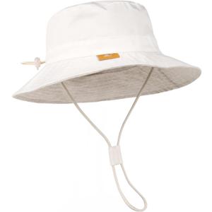Baby Sun Hat for Boy Girl Toddler Summer Bucket Hat Kids Sun Protection Beach Hat Cotton Baby Hats (12-24 Months, White)