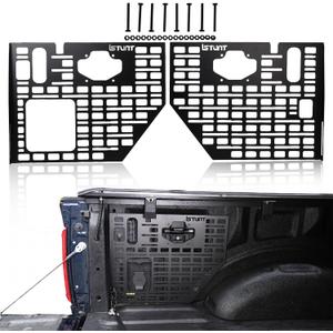 Truck Bed Molle Panel Side Mount Storage Rack Rear Trunk Interior Carrier Cargo Luggage Organizer Horizontal Slot Black Compatible with Ford F150 2022 2023 2024 2025, 67 Inches X 78.5 Inches