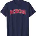 Richmond Virginia VA Vintage Sports Design Red Design T-Shirt Navy Blue, Size L