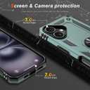 2 x IKAZZ for iPhone 16 Case 6.1 Inch with Screen Protector,Military Grade Shockproof Heavy Duty Protective Phone Cover Pass 16ft Drop Test with Magnetic Kickstand Car Mount Holder,Pine Green Color