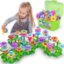 Scientoy Flower Garden Building Toys, Girl Toys Build a Garden, 130 PCS Flower Pretend Gardening Gift for Kids, Floral Arrangement Playset for Age 3-7 Year Old Child Educational Activity