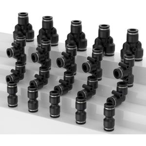 10MM OD Quick Connect Hose Fittings, Air Hose Fittings, Push to Connect Fitting Pneumatic Fitting Kit PU5+PV5+PE5+PY5 (20 pcs)