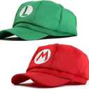 2pack Costume Hats Anime Halloween Copslay Unisex Adult Cosplay Cap (Red and Green)