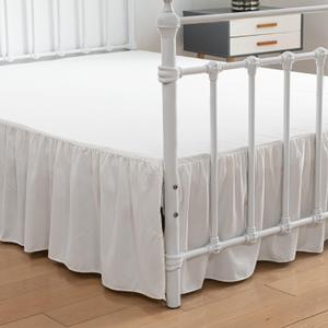 Bed Skirt Queen Size Ruffled Bed Skirt with Split Corners, 14 Inch Drop Dust Ruffle Bed Skirt with Platform, Ivory