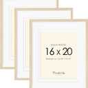 16x20 Picture Frames Matted for 11x14 and 12x16 Picture, Set of 3 Solid Wood Picture Frame with Plexiglass, Wall Gallery Frame Set for Tabletop or Wall Mounting Display (3 Pack of Oak)
