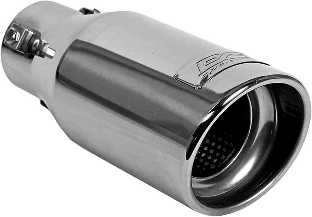 DC Sports Polished Stainless Universal Bolt On Exhaust Tip 2.25" Inlet / 3.75" Outlet / Slant-Cut | EX-1012 (Silver)