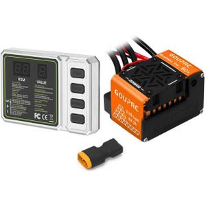 GOUPRC Brushless ESC 60A 2-3S Electric Speed Controller with Programming Card Combo Kit for 1/10 1/12 RC Off-Road Car Truck Orange
