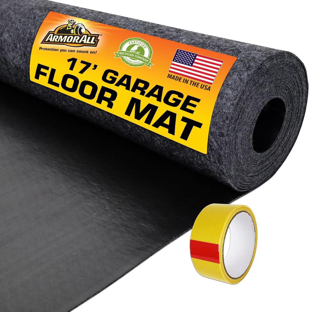 Armor All Garage Floor Mat (17' x 7'4"), Waterproof Garage Flooring, Absorbent, Premium Oil Spill Resistant Garage Pad, Durable, Protects Surfaces (Includes Double Sided Tape) (USA Made)