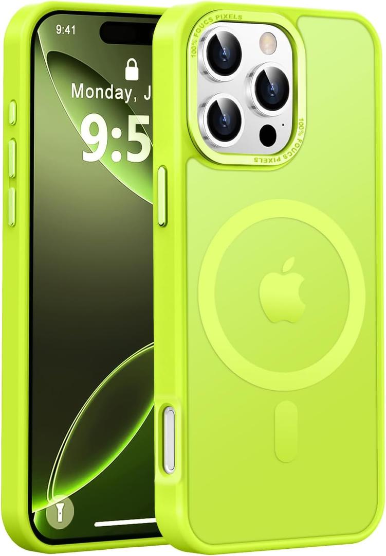 Newfuture Designed for iPhone 16 Pro Max Case with Magnetic [13 FT Military Drop Protection] [Compatible with Magsafe] Translucent Matte Shockproof with Anti-Fingerprint Phone Case, Green