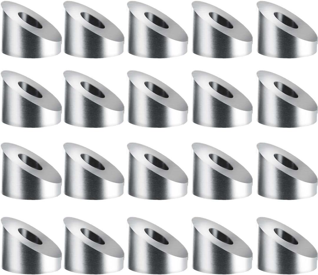 1/4" 30 45 Degree Angle Beveled Washer for 1/8" to 3/16" Deck Cable Railing, Stair Railing,T316 Marine Grade Stanless Steel for Wood/Metal/Aluminum Posts Stairs (20 Pcs 30 Degree)