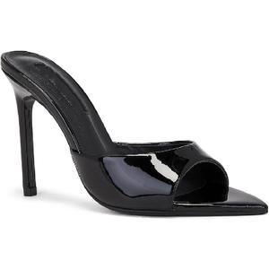 Women's Leather Pointed Toe Stilettos Heeled Sandals Fashion Sexy Open Toe Slip On Backless High Heels Slides for Party Prom Date Dress Shoes (8.5, Black)