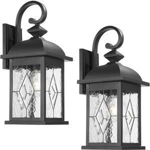 FEMILA 2 Pack Large Outdoor Wall Sconce, 21" Exterior Wall Light Fixtures, Anti-Rust Waterproof Porch Lights for Entryway, Patio, Garage, Doorway, Matte Black, 4FD54B2-2PK BK-SD