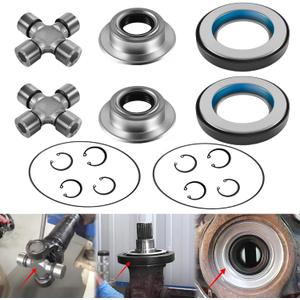 Front Axle Seal U Joint Kit & Inner Knuckle Oil Seals & Outer Tube Seals & Hub O-Rings for 2005-2019 FordF250 F350 F450 F550 Super Duty Dual Rear Wheel 4x4 Trucks with Dana Super 50 60 Front Axles (16 pcs)