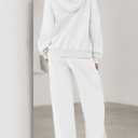 PRETTYGARDEN Women's 2 Piece Outfits Spring Sweatsuits Oversized Hoodies Wide Leg Sweatpants Tracksuits Lounge Matching Sets (White, L)