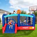 Outdoor Bounce House for Big Kids 8-12, 16FT Extra Large Basketball Bouncer with Slide & Dual Hoops Game, Inflatable Backyard Party Jumper with 680W GFCI Blower, Fits 5-6 Kids