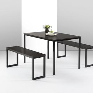 ZINUS Louis Modern Studio Collection Soho Dining Table with Two Benches (3 piece set) - Espresso (Sturdy Steel Frame With Rich Espresso Finish) ZINUS Louis Modern Studio Collection Soho Dining Table with Two Benches (3 piece set) - Espresso (Sturdy Steel Frame With Rich Espresso Finish)