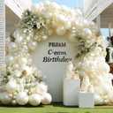 Pearl Ivory White Balloon Arch Double Stuffed Pastel White Ivory Cream Beige Balloon Garland Kit Different Sizes 12/10/5in With Clear Bobo Balloons for Birthday Wedding Bridal Baby Shower Party Decor
