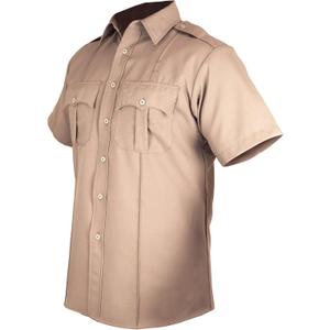 First Class 100% Polyester Short Sleeve Men's Uniform Shirt White (X-Large, Tan)