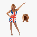 fun shack Womens Union Jack Dress Costume - 90s Popstar British Flag Halloween Outfit for Adults Size M