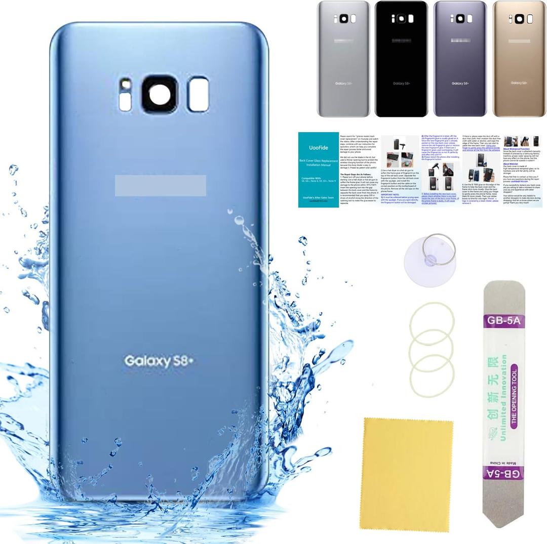 Compatible for Samsung Galaxy S8+ Back Cover Glass Case Replacement 6.2-Inches SM-G955 All Carriers with Installation Manual + Repair Tool Kit (Coral Blue)
