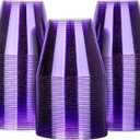 Homy Feel 9 Oz Purple Glitter Plastic Cups - 100PCS, Disposable Cocktail & Wine Cups for Wedding Party