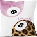 Trendy Cheetah Print Lucky 8 Balls Throw Pillow Covers 18x18, Retro Leopard Preppy Decor Pillow Cases for Teen Girls Dorm Room Bedroom Living Room, Lucky You Feeling Lucky Pillowcases for Bed (Pink-c1)