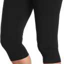 Kotii Women's Lightweight Soft Capri Leggings Crop Leggings 3/4 Stretch Yoga Pants (Black, L)