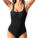 American Trends Tummy Control One Piece Swimsuit for Women, Slimming Bathing Suit with Adjustable Straps for Mom, Beach Pool (Medium, Black)
