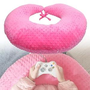 Professional Gaming Pillow for Lap; Arm Rest Pillow Gaming Lap Pillow with Crochet Support - Eliminate Pain in Gaming (Pink)