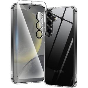 Anti-Yellowing for Samsung Galaxy S25 Crystal Clear Case with Screen Protector*1 Camera Lens Protector*1, [12FT Mil-Grade Protection], Cover for Samsung Galaxy S25 6.2 inch, Clear