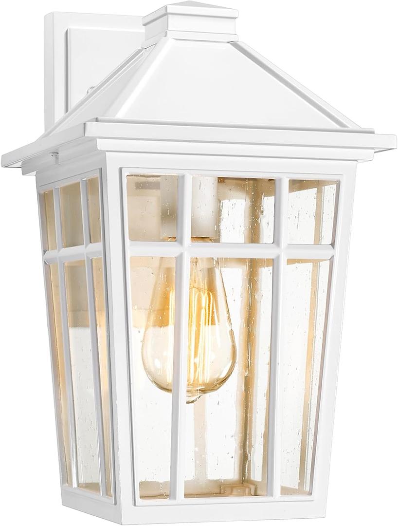 Darkaway Outdoor Sconce Lights Wall Light Fixtures, 14inch Large Porch Light Outdoor Wall Anti-Rust Waterproof Aluminum with Glass Exterior Light Fixture for Patio Yard Doorway Garage (Large, White)