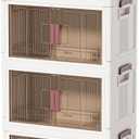 32GAL/128QT 4 tier large stackable storage bins with lid and wheels, collapsible storage bins plastic with doors，suit for clothes, closet, home and office