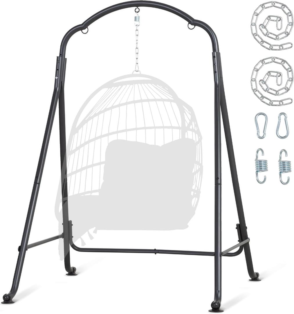 SUNCREAT Hammock Chair Stand, Heavy-Duty Steel Swing Stand, 400lbs Capacity, Multi-Use Hanging Chair Stand for Outdoor Indoor, Hammock Chair not Include, Black