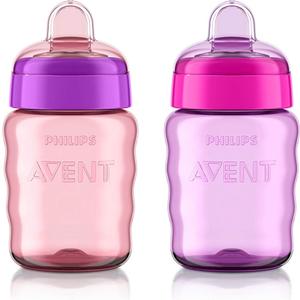 Philips AVENT My Easy Sippy Cup with Soft Spout and Spill-Proof Design, Pink/Purple, 9oz, SCF553/23 (Pack of 2)