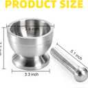 Bekith Mortar and Pestle Sets 18/8 Brushed Stainless Steel Spice Grinder Pill Crusher Molcajete Herb Bowl