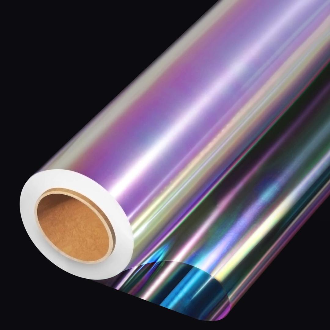 JOYIT 35 in x 50 ft Iridescent Cellophane Wrap Roll  Iridescent Cellophane Roll, Rainbow Wrapping Paper for Flower Gift Baskets Wrap DIY Wrapping (35" fold into 17.5")