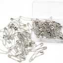 2 x vrupin 100pcs Stainless Steel Curved Safety Pins for Quilting, Safety Pins Bulk Metal Silver Sewing Pins Clothing Clips Tool Decorative Safety pins (2inch)