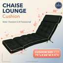 MAGIC ELEPHANT Chaise Lounge Cushion Outdoor Set of 2, Memory Foam Replacement Patio Pool Lounge Chair Cushion with Ties for Outdoor Furniture, 74 x 22 x 4 Inch (Black)