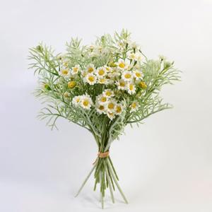Daisies Flowers Artificial,Persian Leaf,Wild Flower Bouquet,20pcs,Tansy Greenery,Realistic, Silk Flowers for Home Decor Indoor, Wedding Bouquets(White)